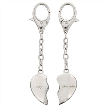 Personalised Pair of Heart Keyrings