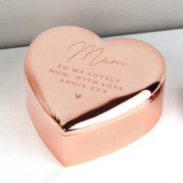 Personalised Rose Gold Heart Trinket with Heart Motif