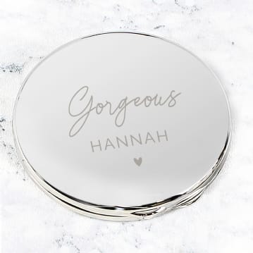 Engraved "Beautiful" Compact Mirror