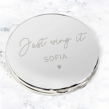 Engraved "Beautiful" Compact Mirror
