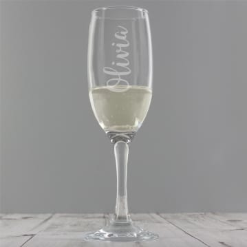 Personalised Name Engraved Flute Glass