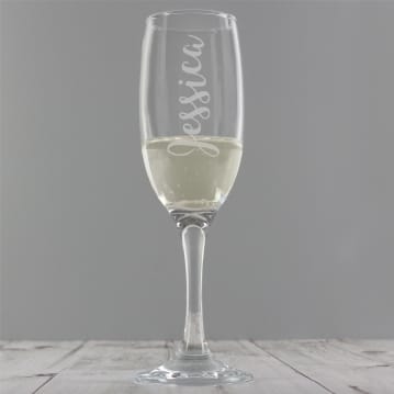 Personalised Name Engraved Flute Glass