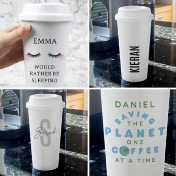 Personalised Double Walled Travel Mugs