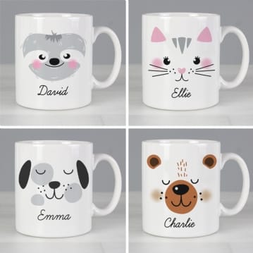 Personalised Cute Animal Face Mugs