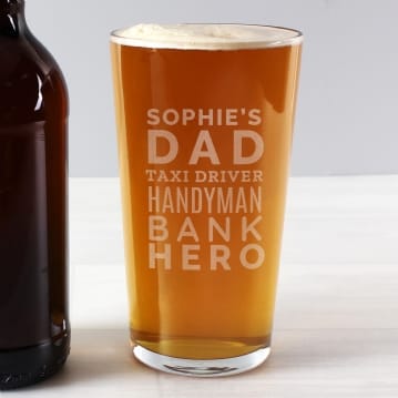 Dad Jobs Personalised Pint Glass
