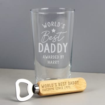 Personalised World's Best Pint Glass and Bottle Opener