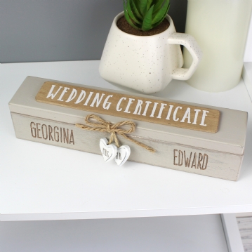 Personalised Wooden Wedding Certificate Holder