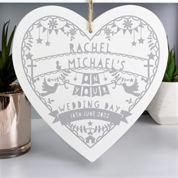 Personalised Large Grey Wooden Heart Decoration