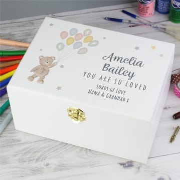 Teddy & Balloons Personalised Keepsake Box