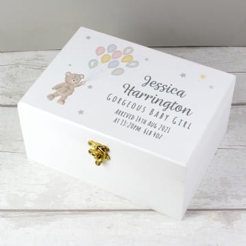 Teddy & Balloons Personalised Keepsake Box