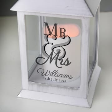 Personalised Mr & Mrs White Lantern