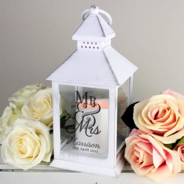 Personalised Mr & Mrs White Lantern