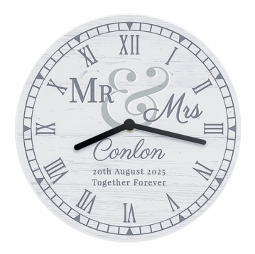 Personalised Mr & Mrs Wooden Clock