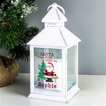 Personalised Santa White Lantern 