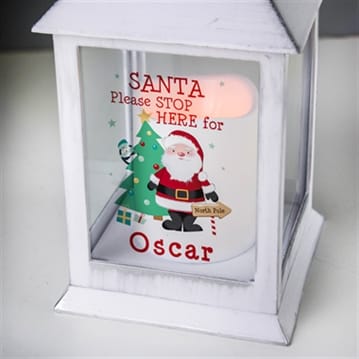 Personalised Santa White Lantern 