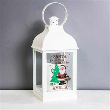 Personalised Santa White Lantern 