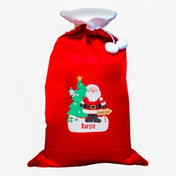 Personalised Santa Luxury Pom Pom Red Sack