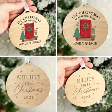 Personalised First Christmas Wooden Christmas Decorations