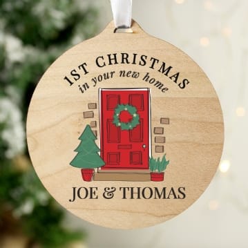 Personalised First Christmas Wooden Christmas Decorations