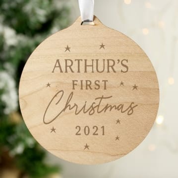 Personalised First Christmas Wooden Christmas Decorations