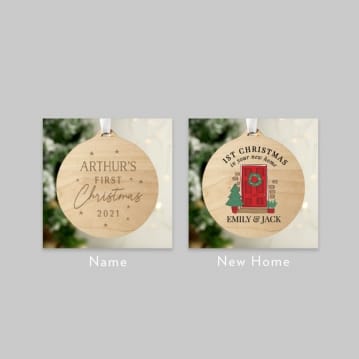 Personalised First Christmas Wooden Christmas Decorations