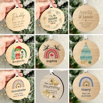Personalised Wooden Christmas Decorations