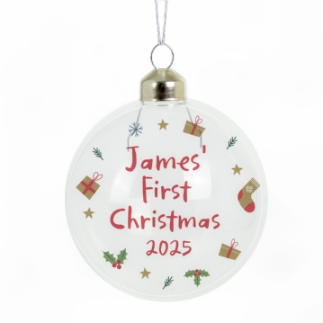 Personalised First Christmas Glass Baubles