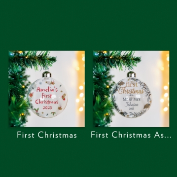 Personalised First Christmas Glass Baubles