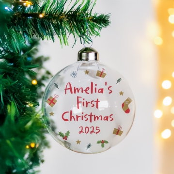 Personalised First Christmas Glass Baubles