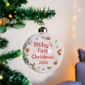 Personalised First Christmas Glass Baubles