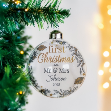 Personalised First Christmas Glass Baubles