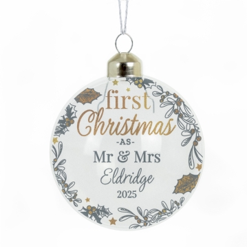 Personalised First Christmas Glass Baubles