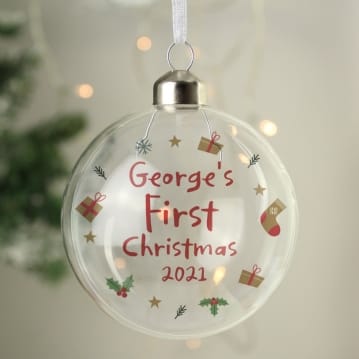 Personalised First Christmas Glass Baubles