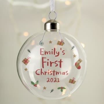 Personalised First Christmas Glass Baubles