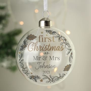 Personalised First Christmas Glass Baubles
