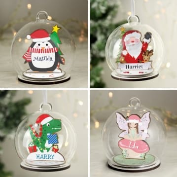 Personalised Wooden and Glass Christmas Baubles