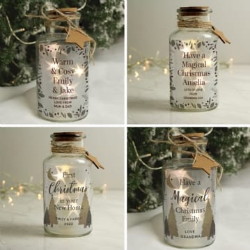 Personalised Christmas LED Glass Jars