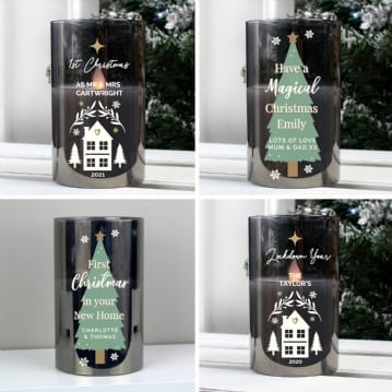 Personalised Smoked Glass Christmas LED Candles