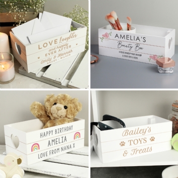 Personalised White Wooden Crates