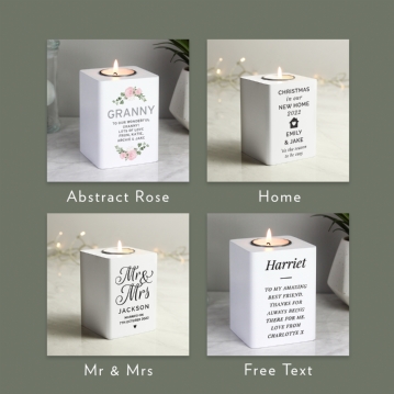 Personalised White Wooden Tea Light Holders