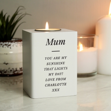 Personalised White Wooden Tea Light Holders