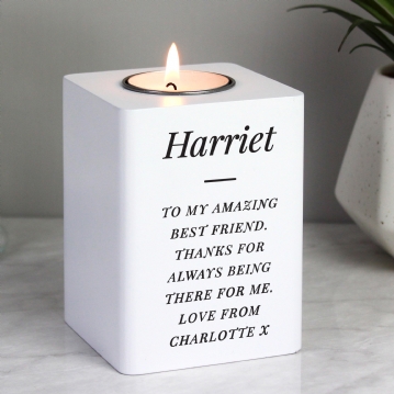 Personalised White Wooden Tea Light Holders