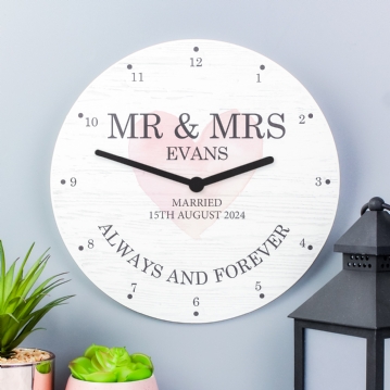 Personalised Wooden Wall Clocks for Couples and Family