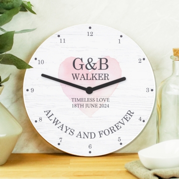 Personalised Wooden Wall Clocks for Couples and Family