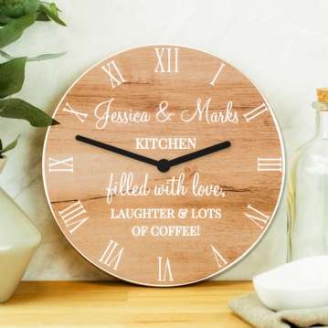 Personalised Wooden Wall Clocks for Couples and Family