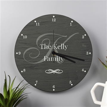 Slate Effect Personalised Family Glass Clock