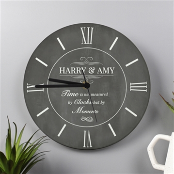Personalised Measured by Moments Slate Effect Glass Clock