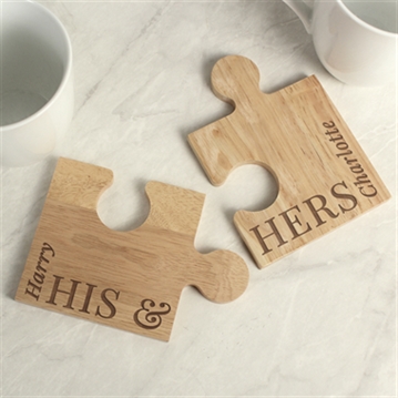 Personalised His & Hers Jigsaw Coaster Set