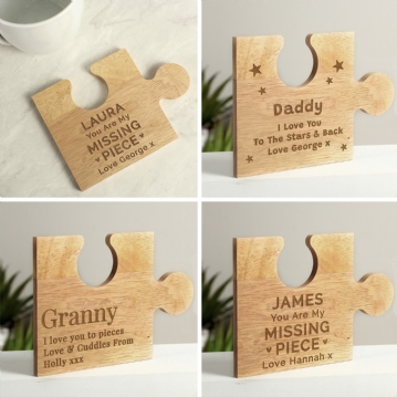 Jigsaw Piece Personalised Wooden Drink Coasters