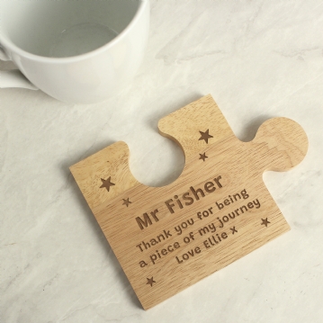 Jigsaw Piece Personalised Wooden Drink Coasters